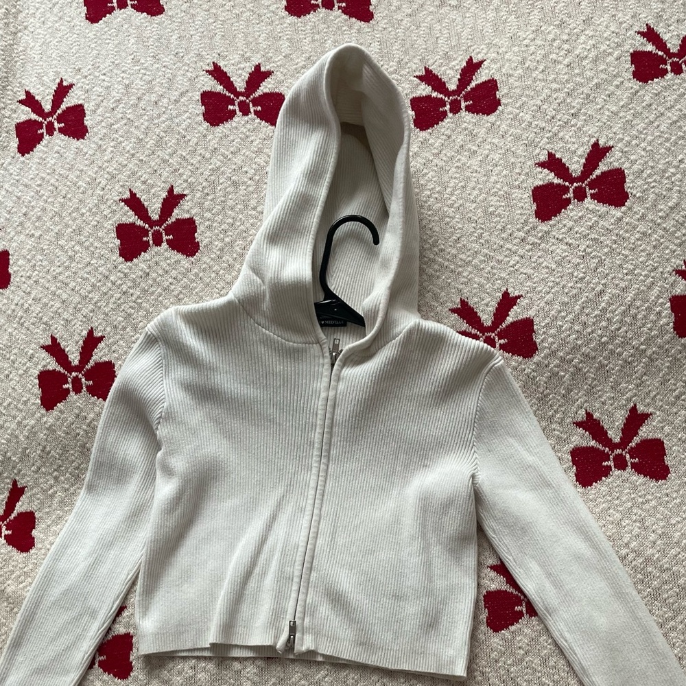Brandy Melville white zip up hoodie